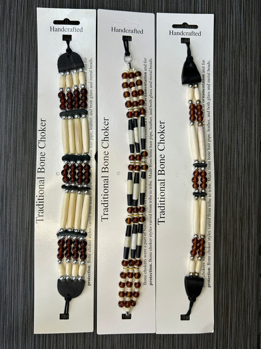 Native American Traditional Bone Choker, Handcrafted
